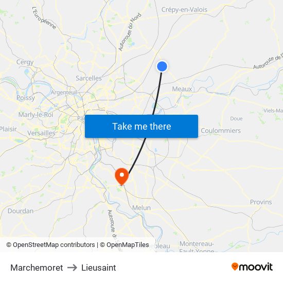 Marchemoret to Lieusaint map