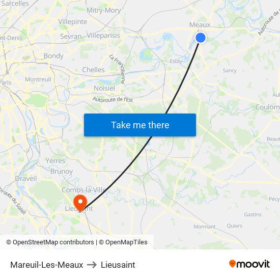 Mareuil-Les-Meaux to Lieusaint map