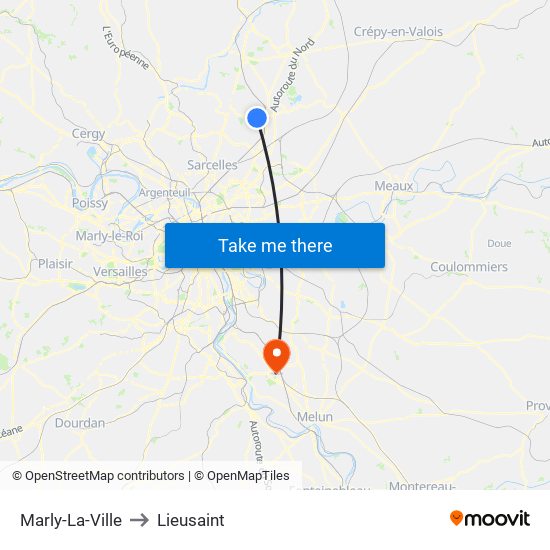 Marly-La-Ville to Lieusaint map