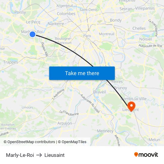 Marly-Le-Roi to Lieusaint map