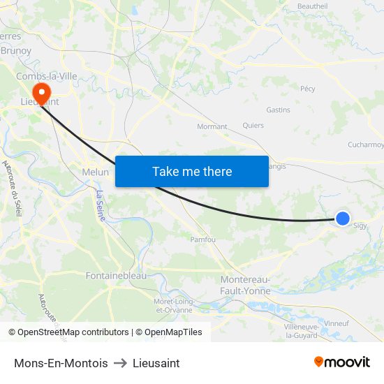 Mons-En-Montois to Lieusaint map