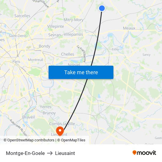 Montge-En-Goele to Lieusaint map