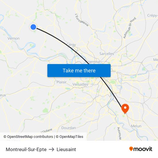 Montreuil-Sur-Epte to Lieusaint map