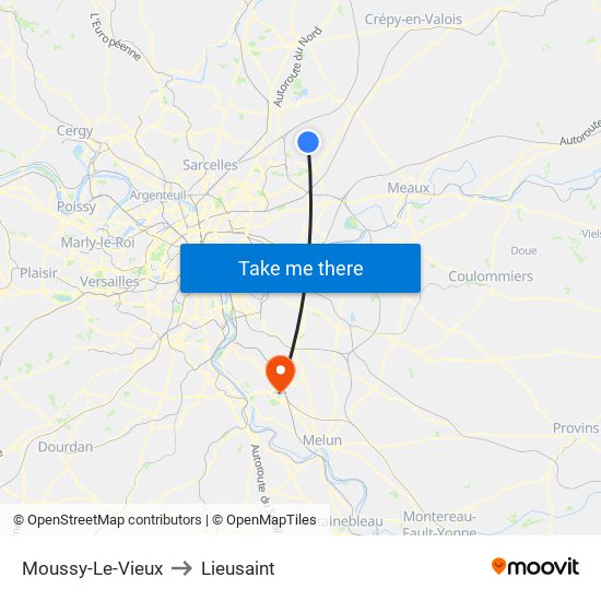 Moussy-Le-Vieux to Lieusaint map
