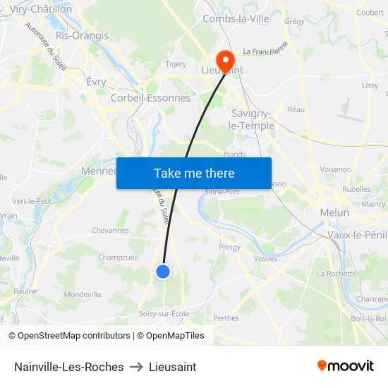 Nainville-Les-Roches to Lieusaint map