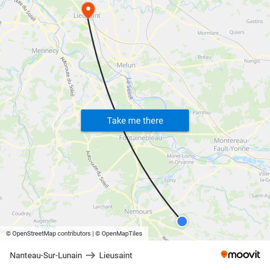 Nanteau-Sur-Lunain to Lieusaint map