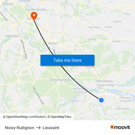 Noisy-Rudignon to Lieusaint map