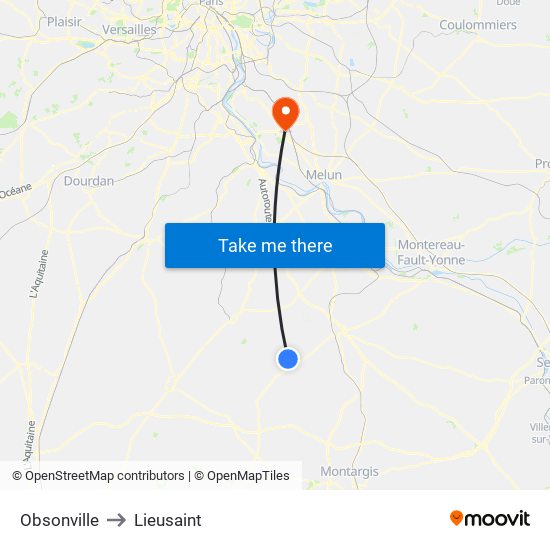 Obsonville to Lieusaint map