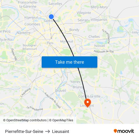 Pierrefitte-Sur-Seine to Lieusaint map