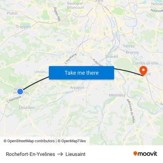 Rochefort-En-Yvelines to Lieusaint map
