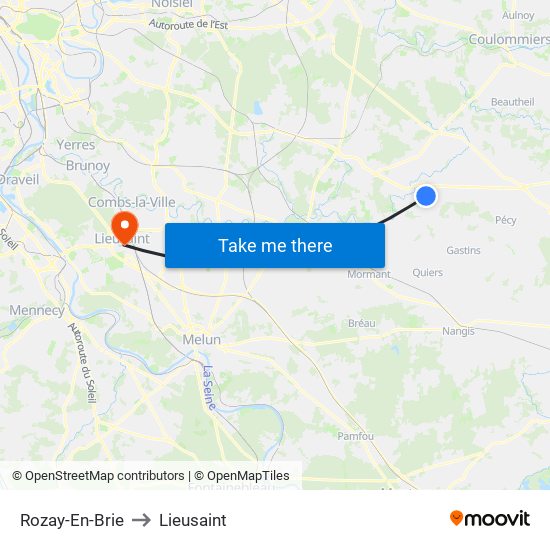 Rozay-En-Brie to Lieusaint map