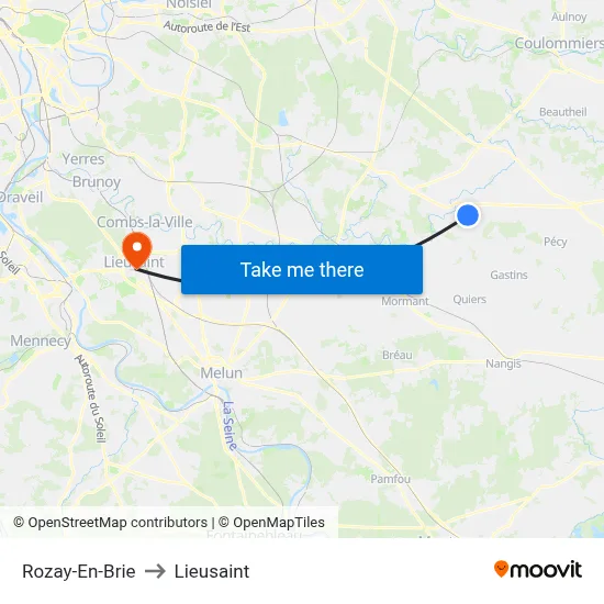 Rozay-En-Brie to Lieusaint map