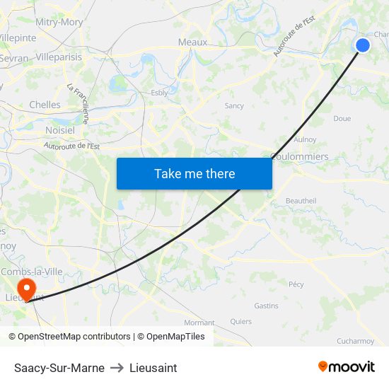 Saacy-Sur-Marne to Lieusaint map