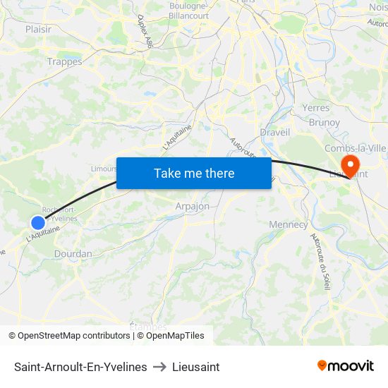 Saint-Arnoult-En-Yvelines to Lieusaint map