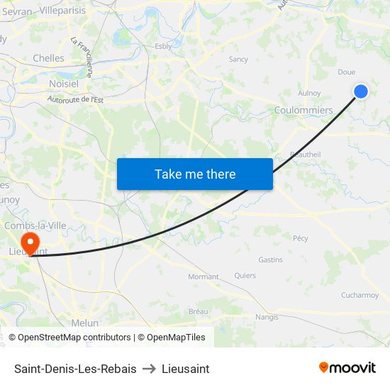 Saint-Denis-Les-Rebais to Lieusaint map