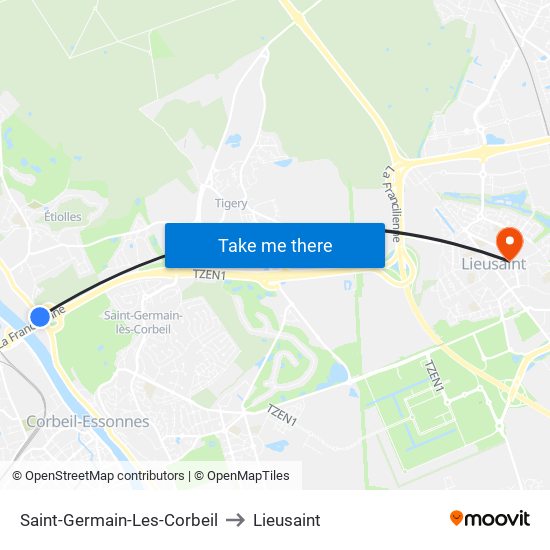 Saint-Germain-Les-Corbeil to Lieusaint map