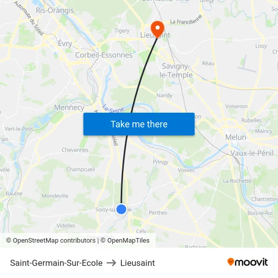 Saint-Germain-Sur-Ecole to Lieusaint map