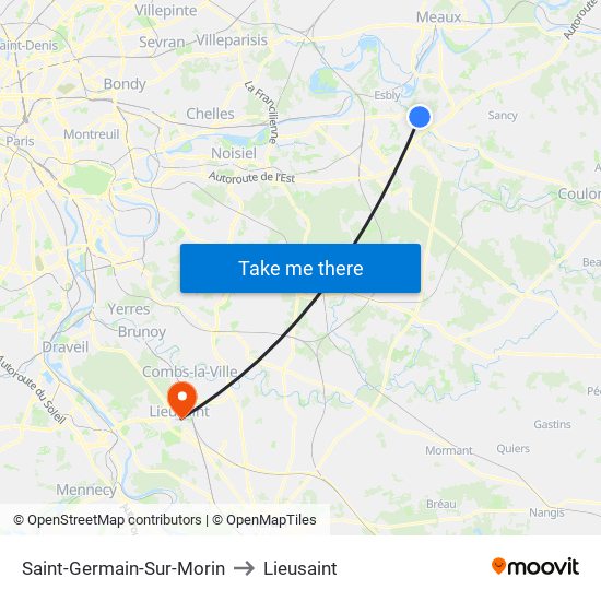 Saint-Germain-Sur-Morin to Lieusaint map