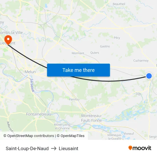 Saint-Loup-De-Naud to Lieusaint map
