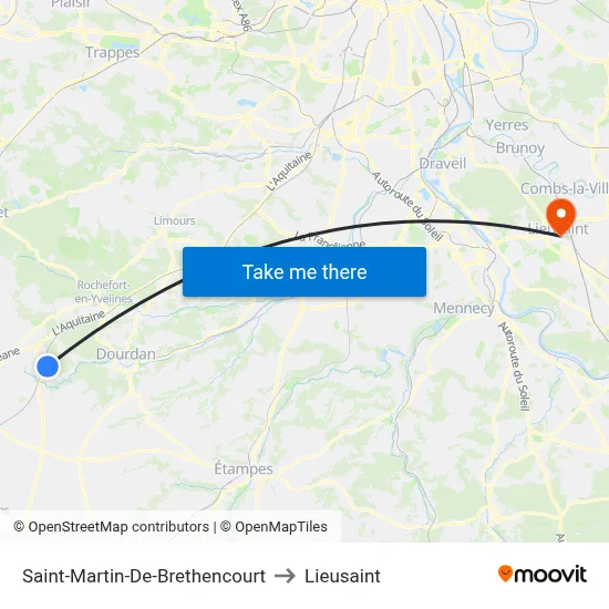 Saint-Martin-De-Brethencourt to Lieusaint map