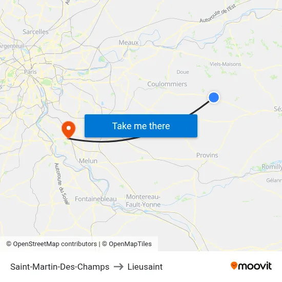 Saint-Martin-Des-Champs to Lieusaint map