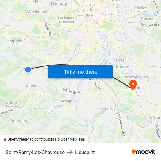 Saint-Remy-Les-Chevreuse to Lieusaint map