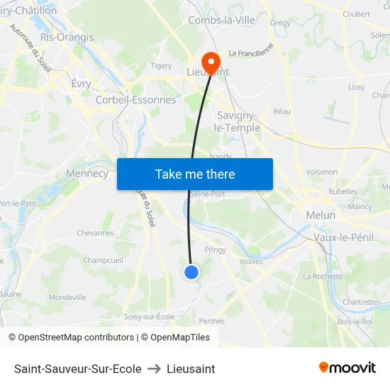Saint-Sauveur-Sur-Ecole to Lieusaint map