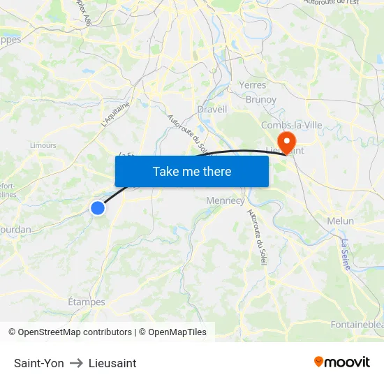 Saint-Yon to Lieusaint map