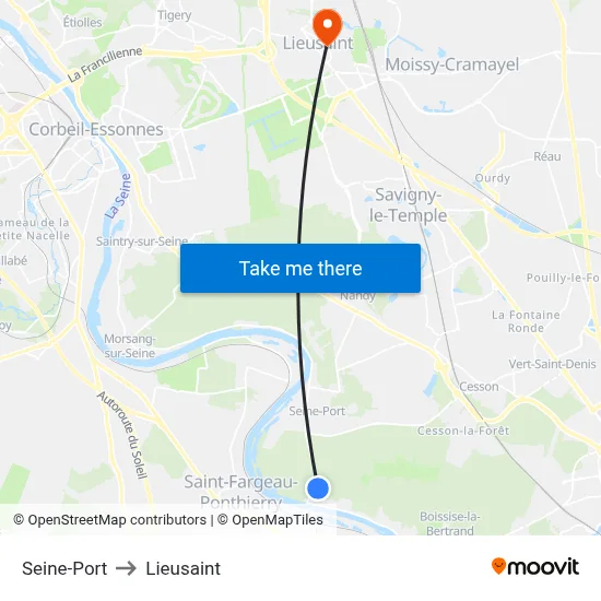 Seine-Port to Lieusaint map