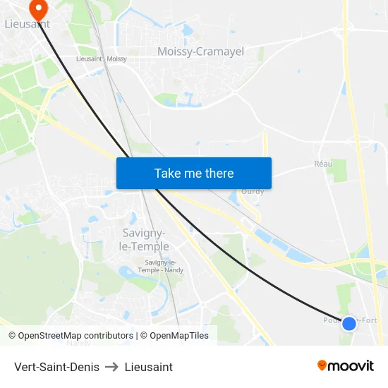 Vert-Saint-Denis to Lieusaint map