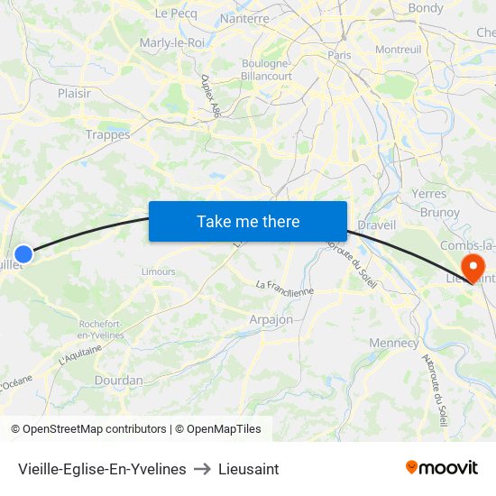 Vieille-Eglise-En-Yvelines to Lieusaint map