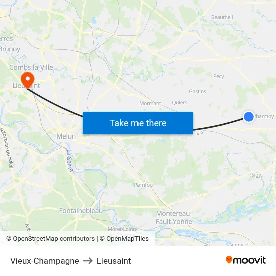 Vieux-Champagne to Lieusaint map
