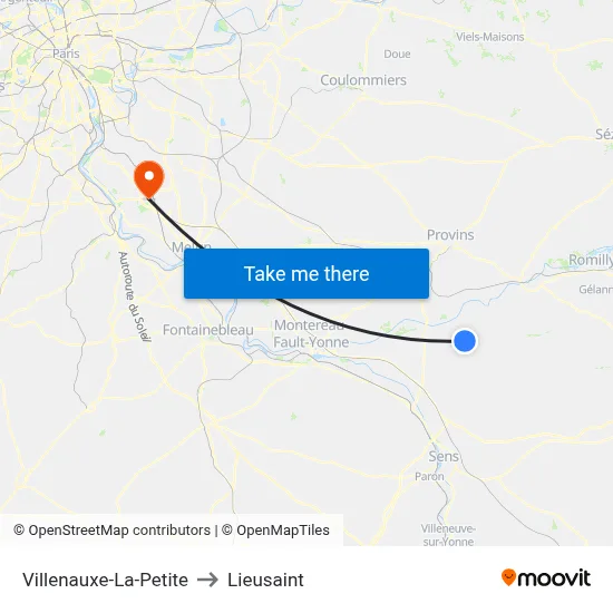 Villenauxe-La-Petite to Lieusaint map
