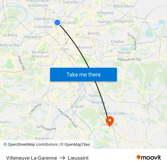 Villeneuve-La-Garenne to Lieusaint map