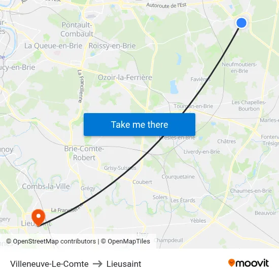 Villeneuve-Le-Comte to Lieusaint map
