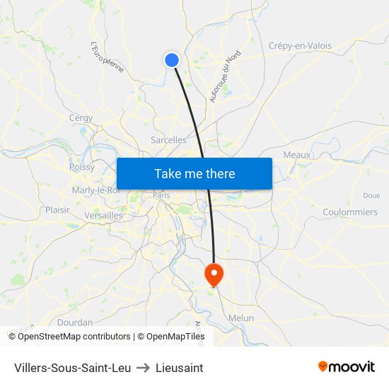 Villers-Sous-Saint-Leu to Lieusaint map