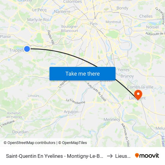 Saint-Quentin En Yvelines - Montigny-Le-Bretonneux to Lieusaint map