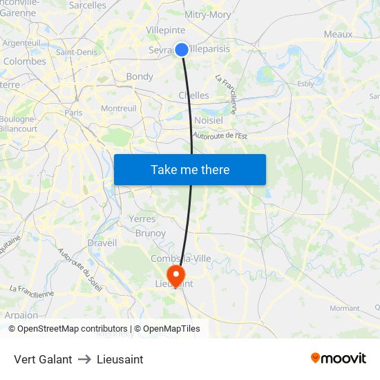 Vert Galant to Lieusaint map