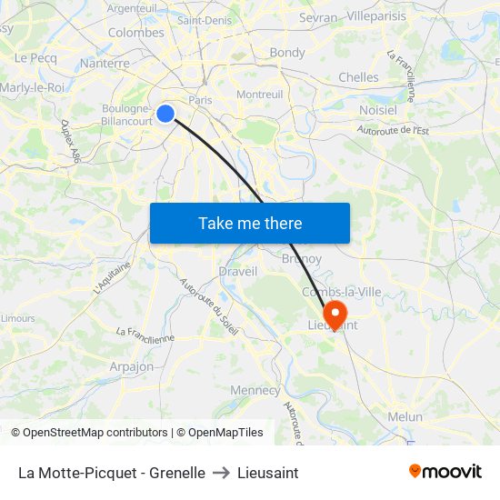 La Motte-Picquet - Grenelle to Lieusaint map