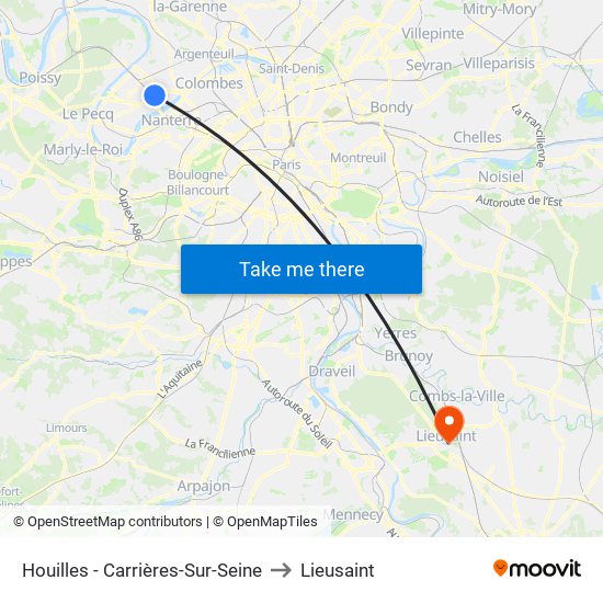 Houilles - Carrières-Sur-Seine to Lieusaint map