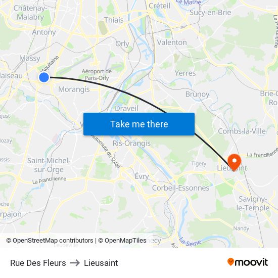 Rue Des Fleurs to Lieusaint map