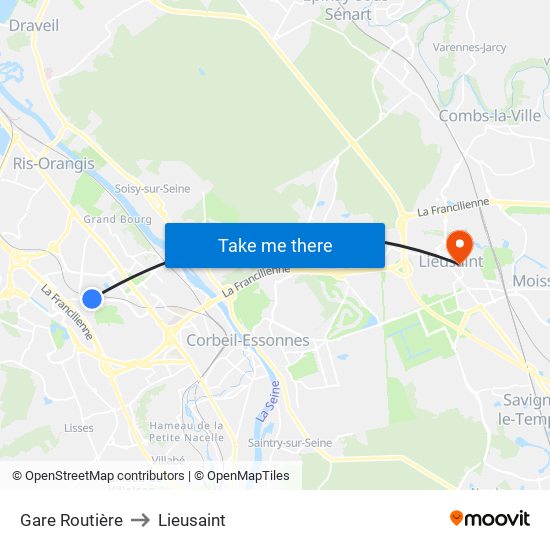Gare Routière to Lieusaint map