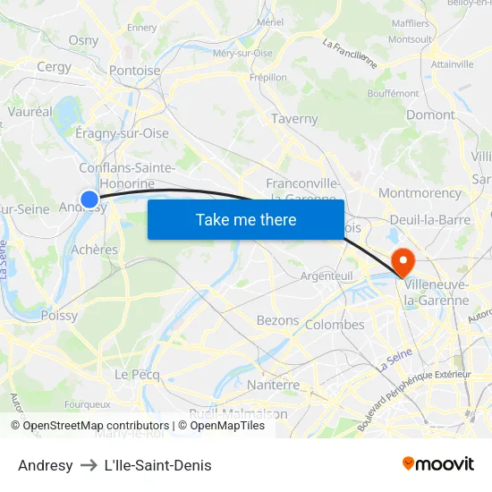 Andresy to L'Ile-Saint-Denis map