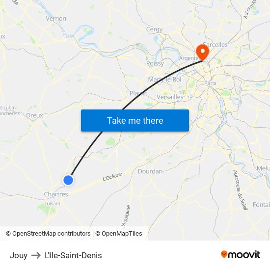 Jouy to L'Ile-Saint-Denis map