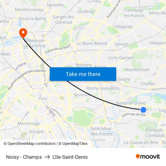 Noisy - Champs to L'Ile-Saint-Denis map