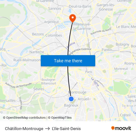 Châtillon-Montrouge to L'Ile-Saint-Denis map