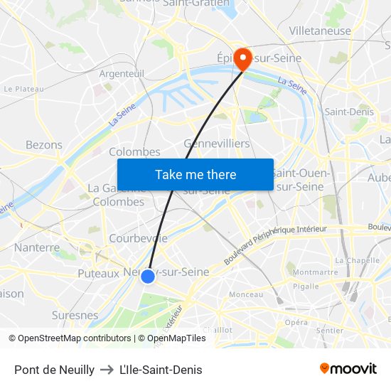 Pont de Neuilly to L'Ile-Saint-Denis map