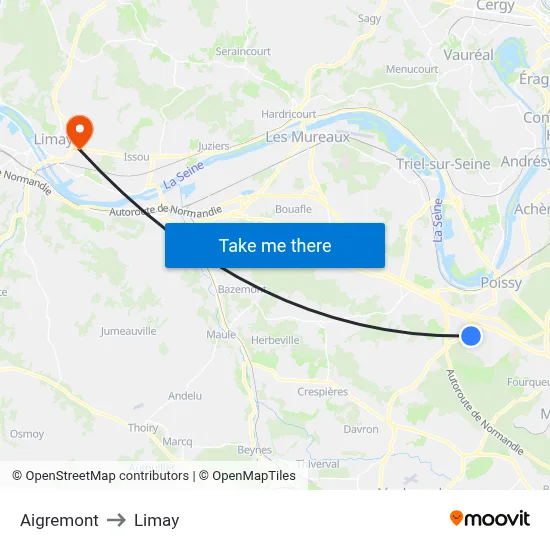 Aigremont to Limay map