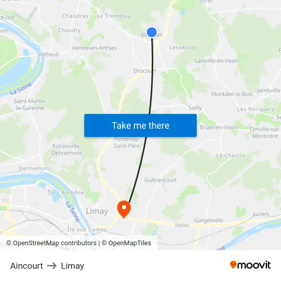 Aincourt to Limay map
