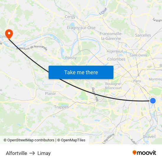 Alfortville to Limay map